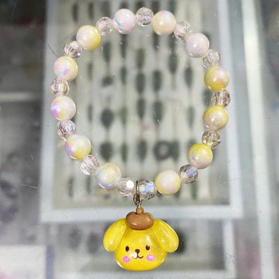 Vòng Tay Pompompurin Sanrio Co Giãn Đính Hạt Pha Lê Thời Trang Bé Phụ Kiện Trang Sức Lấp Lánh Quà Tặng Cho Bé Gái