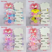 Vỉ 5 Kẹp Tóc Nhiều Mẫu Sanrio Melody Cinamonroll Kuromi Pompompurin Cho Bé