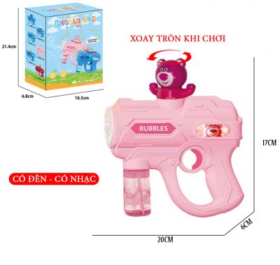 Máy bắn bong bóng Gấu dâu máy tạo bong bóng xà phòng tự động siêu mạnh Đồ chơi cho trẻ em