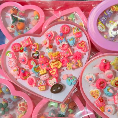 Set 2 Nhẫn Nhựa/ Kim Loại Điều Chỉnh Kích Thước Đáng Yêu Cho Bé Gái Hình Bánh Kẹo