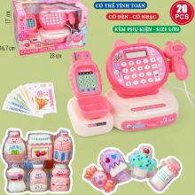 Đồ chơi mô hình máy tính tiền siêu thị dùng pin có đèn có nhac kèm phụ kiiện size lớn