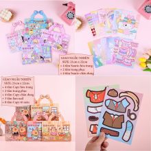 Đồ chơi sổ sticker hình túi xách vuông Capybara Sanrio Thay Trang Phục Tô Màu Tảng Điểm Đồ Chơi Cho Bé
