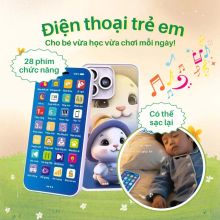 (Kèm sạc+dây đeo)Đồ chơi điện thoại thông minh cho bé học nói giáo dục sớm an toàn 28 phím tính năng