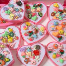 Set 2 Nhẫn Nhựa/ Kim Loại Điều Chỉnh Kích Thước Đáng Yêu Cho Bé Gái Hình Khủng Long, Động Vật, Hoa