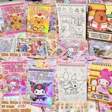 Sổ Sticker Mẫu Lớn 3in1 Capybara Sanrio Lớn Tô Màu Phong Cảnh 3D Thay Trang Phục