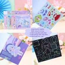 Sổ sticker Thời Trang Bé Gái Thay Trang Phục Nhiều Mẫu Sticker Bí Mật Cạo Lớp Hottrend