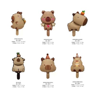 Bóng bay hình Capybara Mini trang trí sinh nhật cho bé Happy Birthday Capybara chuột lang nước dễ thương