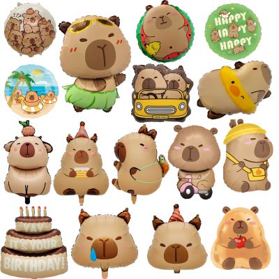 Bóng bay hình Capybara trang trí sinh nhật cho bé Happy Birthday Capybara chuột lang nước dễ thương