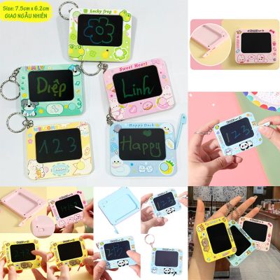 Đồ Chơi Bảng Vẽ Điện Tử Mini Tự Xoá Màn Hinh Đa Sắc Ếch xanh, Vịt vàng, Thỏ Hồng Dễ Thương - Móc Khoá bảng Vẽ Tặng Kèm B