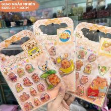 Sticker Hình Dán 3D Capybara Nước Kèm Móc Khóa Charm Nước Kim Tuyến CAPYBARA Kuromi Labubu Lấp Lánh Cute Decor Trang Trí