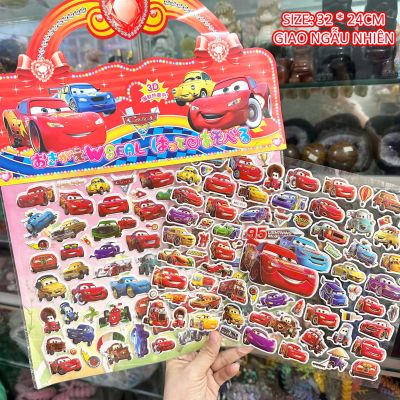 (1 Mảnh) Hình Dán Sticker 3D In Nổi Cho Bé Trai Bé Gái Hình Xe MC Queen Xe đua đỏ