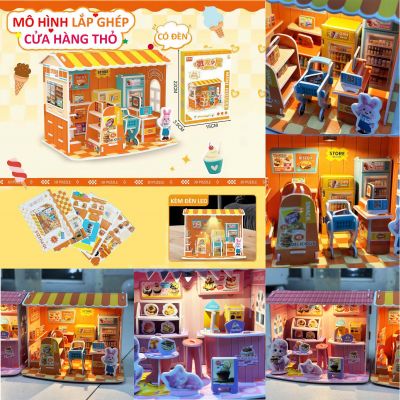 Mô Hình Lắp Ghép Ngôi Nhà Cửa Hàng Bằng Xốp Đồ Chơi Ráp Hình 3D Cửa Hàng Kèm Đèn Led Nhiều Chi Tiết