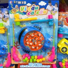 Đồ chơi 2in1 vỉ câu cá máy bay trẻ em kết hợp đập chuột, 2 cần câu, 2 búa phù hợp cho bé 2 - 6 tuổi sử dụng pin AA