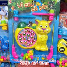 Đồ chơi 2in1 vỉ câu cá Mèo TOM trẻ em kết hợp đập chuột, 2 cần câu, 2 búa phù hợp cho bé 2 - 6 tuổi sử dụng pin AA
