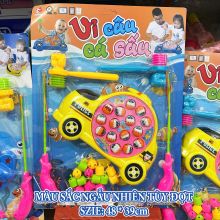 Đồ chơi 2in1 vỉ câu cá Xe ô tô trẻ em kết hợp đập chuột, 2 cần câu, 2 búa phù hợp cho bé 2 - 6 tuổi sử dụng pin AA