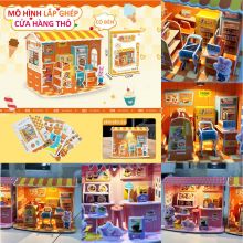 Mô Hình Lắp Ghép Ngôi Nhà Cửa Hàng Bằng Xốp Đồ Chơi Ráp Hình 3D Cửa Hàng Kèm Đèn Led Nhiều Chi Tiết