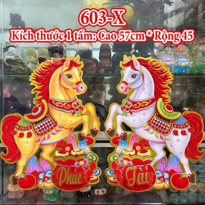 Combo 2 Hình Giấy Ngựa Trang Trí Tết Năm Mới Decal Tết Năm Bính Ngọ 2026 603-X