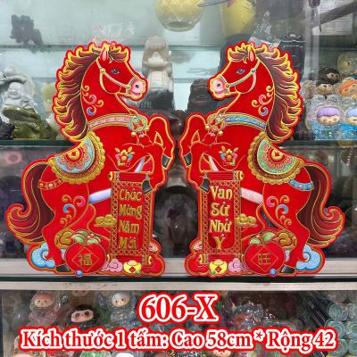 Combo 2 Hình Giấy Ngựa Trang Trí Tết Năm Mới Decal Tết Năm Bính Ngọ 2026 606-X