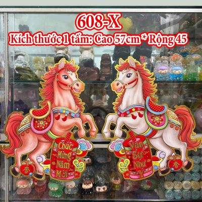 Combo 2 Hình Giấy Ngựa Trang Trí Tết Năm Mới Decal Tết Năm Bính Ngọ 2026 608-X
