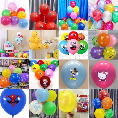 10 bóng in mix đủ hình nhiều màu size 10in trang trí tiệc sinh nhật