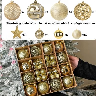 Hộp phụ kiện Noel châu lớn 24147 trang trí, nơ, trái châu loại đẹp Cao Cấp trang trí Noel giáng sinh, phụ kiện trang