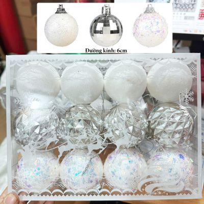 Hộp phụ kiện Noel màu trắng châu lớn trang trí, nơ, trái châu loại đẹp Cao Cấp trang trí Noel giáng sinh, phụ kiện trang