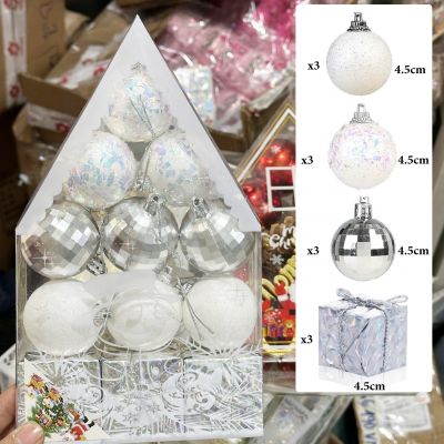 Hộp phụ kiện Noel màu trắng trang trí, nơ, trái châu loại đẹp Cao Cấp trang trí Noel giáng sinh, phụ kiện trang trí cây 