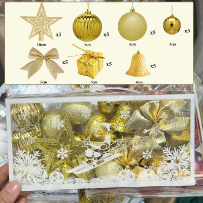 Hộp phụ kiện Noel màu vàng trang trí, nơ, trái châu loại đẹp Cao Cấp trang trí Noel giáng sinh, phụ kiện trang trí cây t