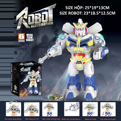 Đồ chơi robot chiến đấu chiếu hình ảnh có đèn nhạc cao cấp di chuyển bắn tên lửa 987-1A