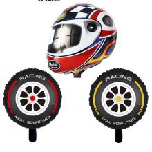Size đại Bóng kiếng trang trí sinh nhật thôi nôi chủ đề hoạt hình mũ bảo hiểm, bánh xe ô tô