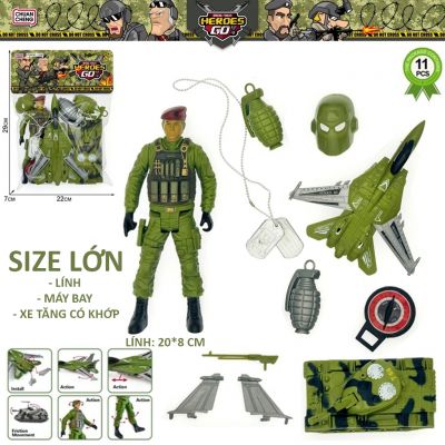 Đồ chơi túi lính lớn mô hình máy bay xe tăng lính quân sự chi tiết lớn 11030