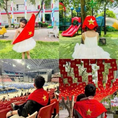  Khăn choàng cờ đỏ sao vàng nhũ da Việt Nam có size trẻ em và người lớn Phù Hợp Mọi Lứa Tuổi