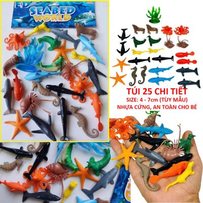 Túi 25 chi tiết các sinh vật biển Đồ chơi túi sinh vật biển mô hình tôm cá hải cẩu