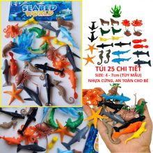 Túi 25 chi tiết các sinh vật biển Đồ chơi túi sinh vật biển mô hình tôm cá hải cẩu