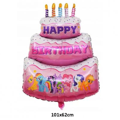 Bóng bay Hình Bánh Kem Ngựa Pony Đáng Yêu Bóng Kiếng My Little Pony Trang Trí Sinh Nhật Cho Bé