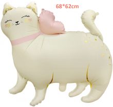 Bong bóng hình mèo trắng đeo nơ đáng yêu trang trí sinh nhật
