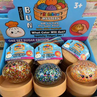 Đồ Chơi Mochi Trong Suốt Lớn Kim Sa Bánh Bao Kèm Xửng Hấp Cute Bóp Mềm Mịn Giảm Stress