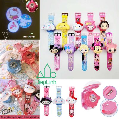 Đồng Hồ Điện Tử Đồ Chơi Thông Minh Chiếu Hình 3D Kuromi Gấu Dâu Melody Kitty Elsa Siêu Nhân Cho BéChơi Thông Minh