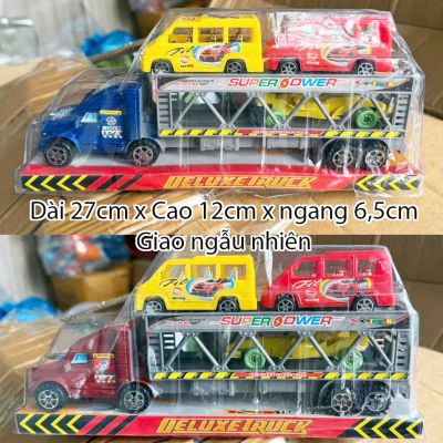 Xe mô hình container đầu kéo và thùng chở xe 2 tầng