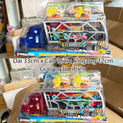 Xe mô hình container đầu kéo và thùng chở xe 3 tầng