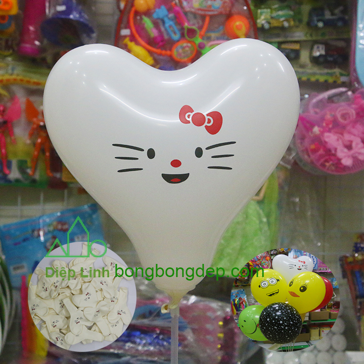 Bong bong tim hinh hello kitty